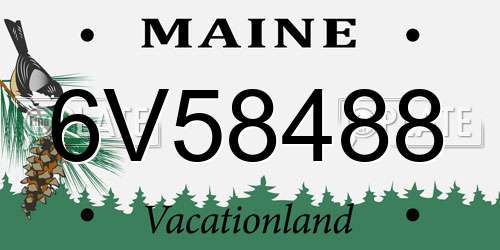 6V58488 Maine License Plate