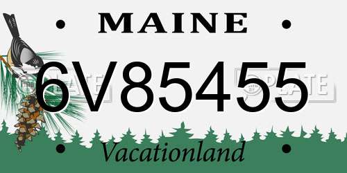 6V85455 Maine License Plate