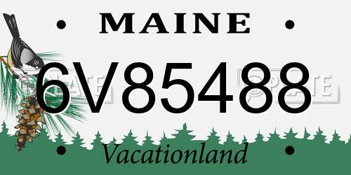 6V85488 Maine License Plate