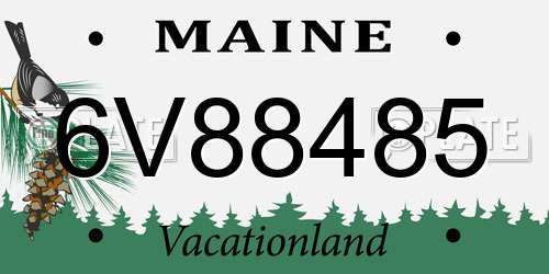 6V88485 Maine License Plate