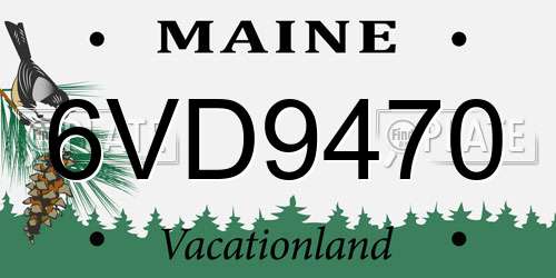 6VD9470 Maine License Plate