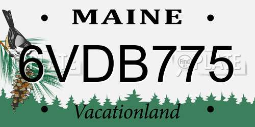 6VDB775 Maine License Plate