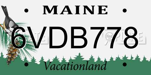 6VDB778 Maine License Plate