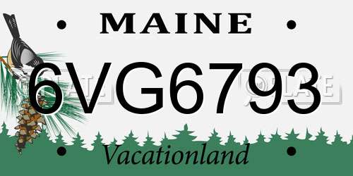 6VG6793 Maine License Plate
