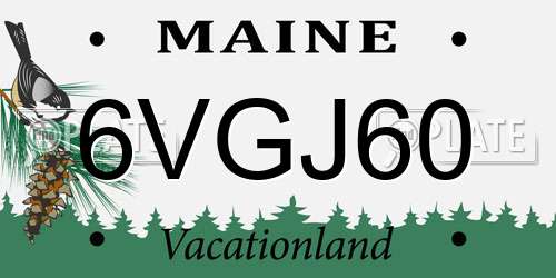 6VGJ60 Maine License Plate