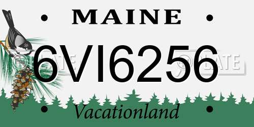 6VI6256 Maine License Plate