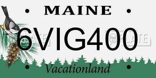6VIG400 Maine License Plate
