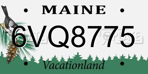 6VQ8775 Maine License Plate