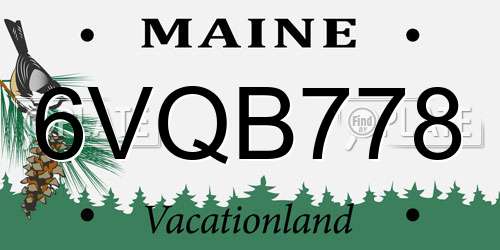 6VQB778 Maine License Plate