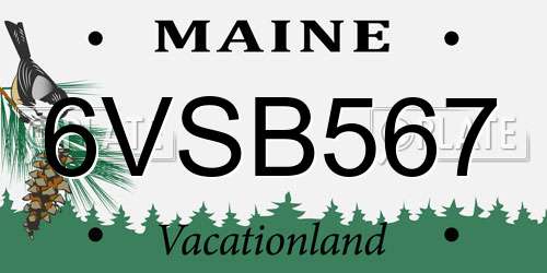 6VSB567 Maine License Plate