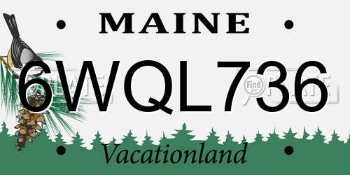 6WQL736 Maine License Plate