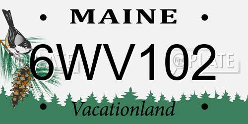 6WV102 Maine License Plate