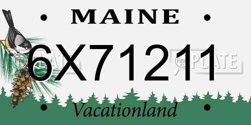 6X71211 Maine License Plate