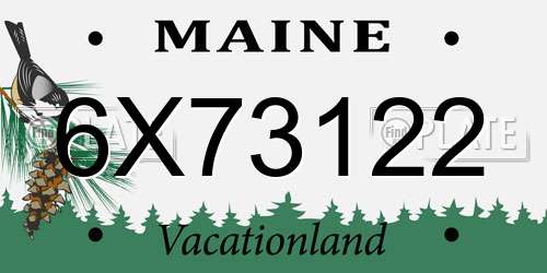 6X73122 Maine License Plate