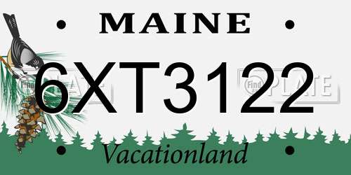 6XT3122 Maine License Plate