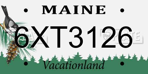 6XT3126 Maine License Plate