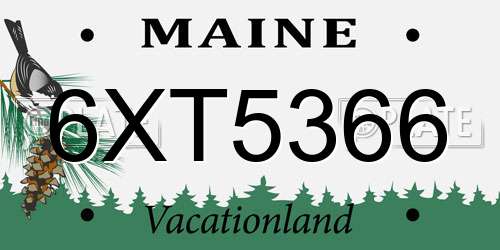 6XT5366 Maine License Plate