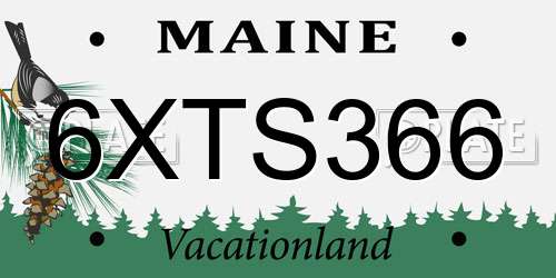 6XTS366 Maine License Plate