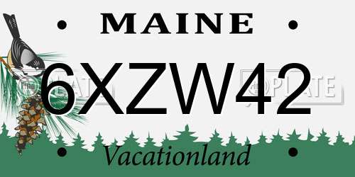 6XZW42 Maine License Plate