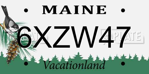 6XZW47 Maine License Plate