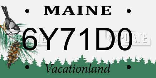 6Y71D0 Maine License Plate