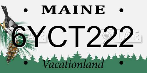 6YCT222 Maine License Plate