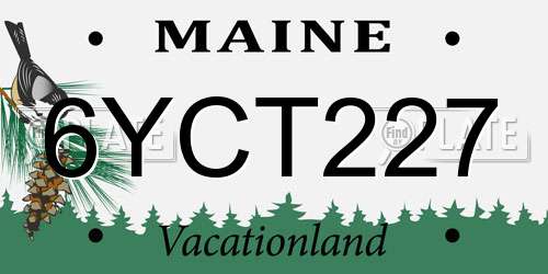 6YCT227 Maine License Plate