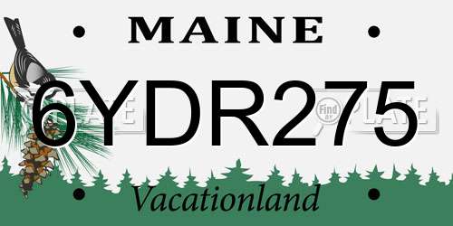 6YDR275 Maine License Plate