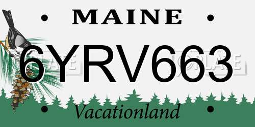 6YRV663 Maine License Plate