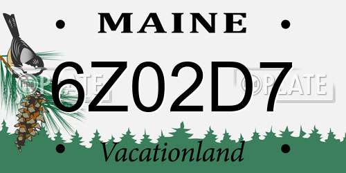 6Z02D7 Maine License Plate