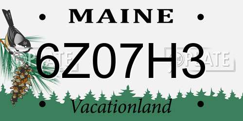 6Z07H3 Maine License Plate