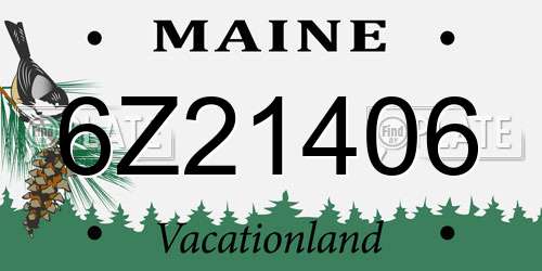 6Z21406 Maine License Plate