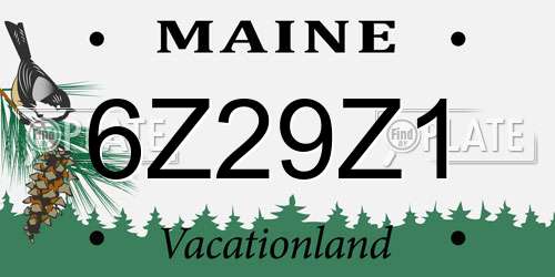 6Z29Z1 Maine License Plate