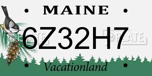 6Z32H7 Maine License Plate