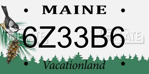 6Z33B6 Maine License Plate
