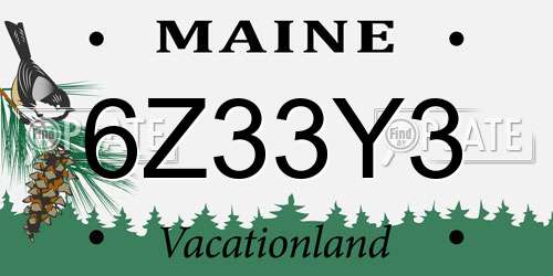 6Z33Y3 Maine License Plate