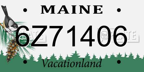 6Z71406 Maine License Plate