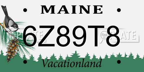 6Z89T8 Maine License Plate