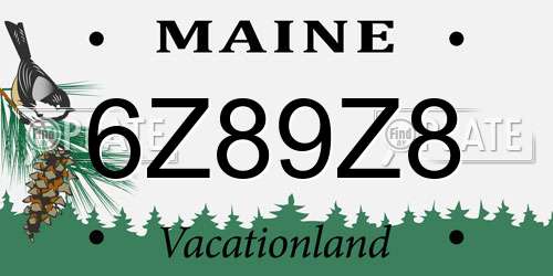6Z89Z8 Maine License Plate