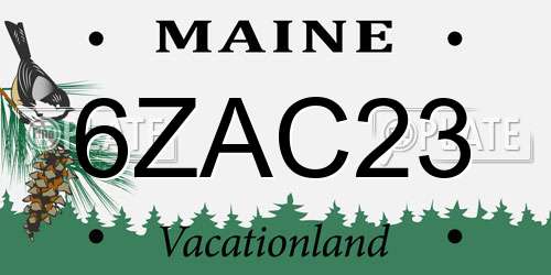 6ZAC23 Maine License Plate