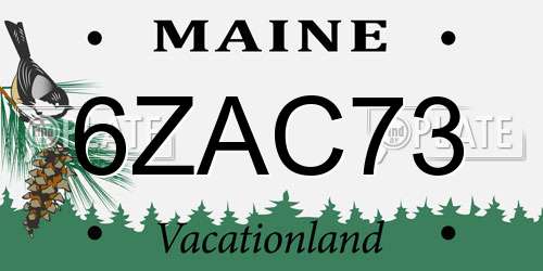 6ZAC73 Maine License Plate