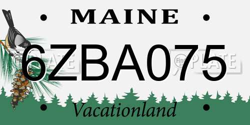 6ZBA075 Maine License Plate