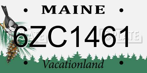 6ZC1461 Maine License Plate