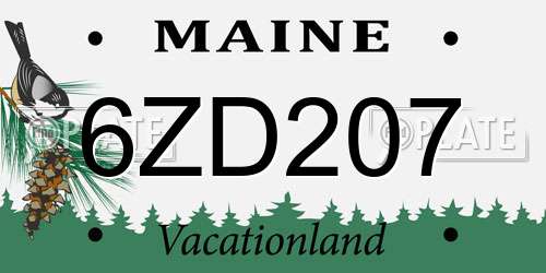 6ZD207 Maine License Plate