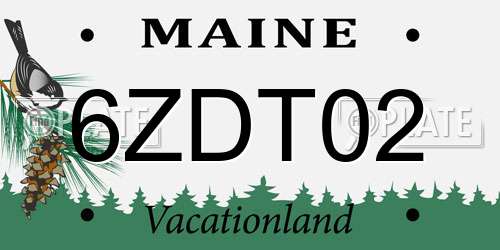 6ZDT02 Maine License Plate