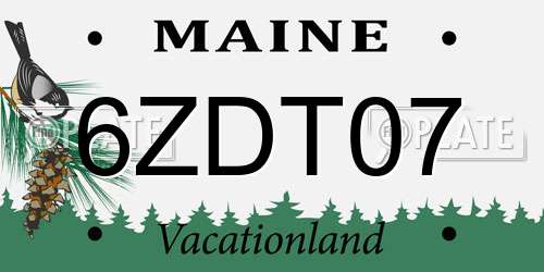6ZDT07 Maine License Plate