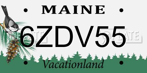 6ZDV55 Maine License Plate