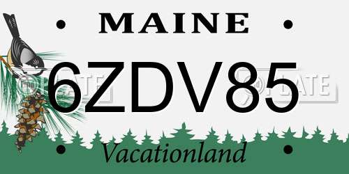 6ZDV85 Maine License Plate