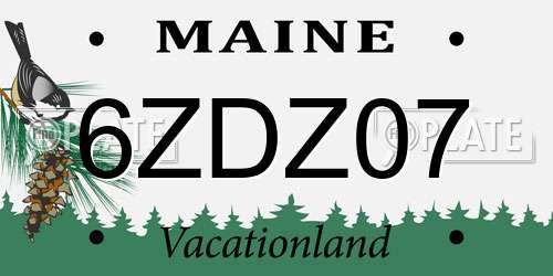 6ZDZ07 Maine License Plate