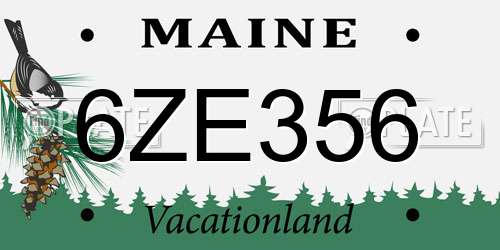 6ZE356 Maine License Plate